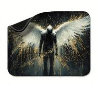 Alfombrilla Ratón 600 x 400 x 3 mm, Negro Ángel Alfombrilla Escritorio Pequeña, Base Goma Antideslizante, Mouse Pad Bordes Cosidos, Superficie Lisa para Mayor Precisión, para Oficina y Gaming t0s-794
