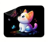 Alfombrilla Ratón 600 x 400 x 3 mm, Negro Gato(4) Alfombrilla Escritorio Pequeña, Base Goma Antideslizante, Mouse Pad Bordes Cosidos, Superficie Lisa Mayor Precisión, para Oficina y Gaming t0s-750