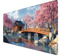 Alfombrilla Ratón 600x400x3mm Mouse Pad Flores de Cerezo Alfombrilla Ratón XXL, Tamaño Grande, Bordes Cosidos, Impermeable, Base de Goma Antideslizante, Accesorios Gaming, PC y Portátil, Rosa Y7-1408