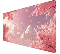 Alfombrilla Ratón 600x400x3mm Mouse Pad Flores de Cerezo Alfombrilla Ratón XXL, Tamaño Grande, Bordes Cosidos, Impermeable, Base de Goma Antideslizante, Accesorios Gaming, PC y Portátil, Rosa Y7-1409
