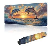 Alfombrilla Ratón 700 x 400 mm, XXL Alfombrilla Ratón Grande Juego, Impermeable Multifuncional Escritorio, Fondo de Goma Antideslizante, para Gamers, PC y Portátil, Oficina - Azul Delfín U-u65