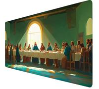 Alfombrilla Ratón 700x300x3mm Mouse Pad Color Mostaza Alfombrilla Ratón XXL, Tamaño Grande, Bordes Cosidos, Impermeable, Base de Goma Antideslizante, Accesorios Gaming, PC, La última Cena Y7-752