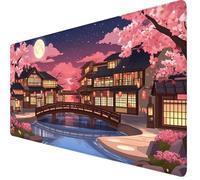 Alfombrilla Ratón 700x400x3mm Mouse Pad Japón Alfombrilla Ratón xxl, Tamaño Grande, Bordes Cosidos, Impermeable, Base de Goma Antideslizante, Accesorios Gaming, PC y Portátil, Flores de Cerezo Y7-1187