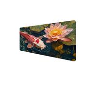 Alfombrilla Raton 700x400x3mm Pez Alfombrilla Escritorio, Mouse Pad XXL Base de Goma Antideslizante Mousepad, Tapete Escritorio con Bordes Cosidos, Tapete Raton para portátil PC Oficina, Loto D1-636