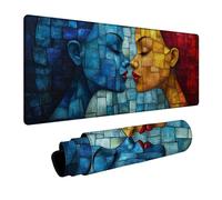 Alfombrilla Ratón Abstracto Impermeable Alfombrilla Escritorio 140x60x0.3 cm Mouse Pad Beso con Antideslizante Base de Goma para Tapete Escritorio Portatil Teclado y Raton Inalámbrico Regalo DBYH-6461