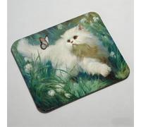 Alfombrilla Ratón, Alfombrilla de Ratón XL 240x200x3mm, Mousepad con Bordes Cosidos, Superficie Antiderrame y Base Antideslizante, Pequeña Mouse Pad Portátil para Oficina, Gato Mariposa 0O-686