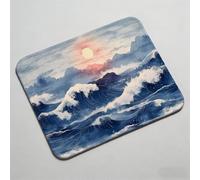 Alfombrilla Ratón, Alfombrilla de Ratón XL 240x200x3mm, Mousepad con Bordes Cosidos, Superficie Antiderrame y Base Antideslizante, Pequeña Mouse Pad Portátil para Oficina, Ondas Atardecer 0O-318