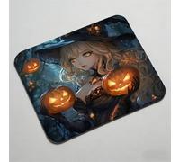 Alfombrilla Ratón, Alfombrilla de Ratón XL 300x250x3mm, Mousepad con Bordes Cosidos, Superficie Antiderrame y Base Antideslizante, Pequeña Mouse Pad Portátil para Oficina, Bruja Calabaza 0O-802
