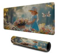 Alfombrilla Ratón, Alfombrilla Escritorio Gaming 700x300, Control Estable, Niña Flores Mouse Pad Protector Escritorio, Bordes Cosidos Base de Goma Antideslizante, Accesorios para Oficina Hogar I-255