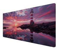 Alfombrilla Ratón, Alfombrilla Escritorio Grande Atardecer Faro, Mouse Pad con Base de Goma Antideslizante, Protector Escritorio con Borde Cosido, para Oficinas Y Hogares Regalos 700x400x3mm Z-636