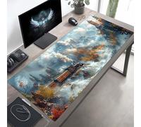 Alfombrilla Ratón, Alfombrilla Escritorio Paisaje 1200x600x3mm, Extendida Base de Antideslizante Caucho Mouse PadAzul, Protector Escritorio con Bordes Cosidospara Regalos para Hombres PjY5168 H-P
