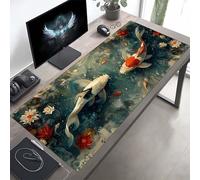 Alfombrilla Ratón, Alfombrilla Escritorio Pez 100 x 40 cm, Extendida Base de Antideslizante Caucho Mouse PadNegro, Protector Escritorio con Bordes Cosidospara Regalos para Hombres PjY10996 1-1