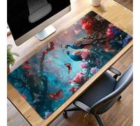 Alfombrilla Ratón, Alfombrilla Gaming Azul XXL 80 x 40 cm, Extendida Base de Antideslizante Caucho Mouse Pad Pavo Real, Protector Escritorio con Bordes Cosidos, Mejora la precisión PjY10397 9-V