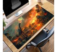 Alfombrilla Ratón, Alfombrilla Gaming Dinosaurio XXL 900x400x3mm, Extendida Base de Antideslizante Caucho Mouse Pad Amarillo, Protector Escritorio con Bordes Cosidos, Mejora la precisión PjY9621 C-6