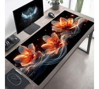 Alfombrilla Ratón, Alfombrilla Gaming Flor XXL 90 x 40 cm, Extendida Base de Antideslizante Caucho Mouse Pad Negro, Protector con Bordes Cosidos, Mejora la precisión PjY7875 K-N