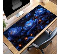 Alfombrilla Ratón, Alfombrilla Gaming Flor XXL 90 x 40 cm, Extendida Base de Antideslizante Caucho Mouse Pad Azul, Protector Escritorio con Bordes Cosidos, Mejora la precisión PjY3571 K-O