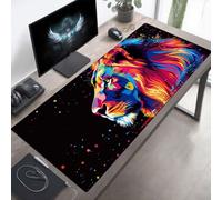 Alfombrilla Ratón, Alfombrilla Gaming LeóN XXL 800x300x3mm, Extendida Base de Antideslizante Caucho Mouse Pad Negro, Protector con Bordes Cosidos, Mejora la precisión PjY7103 F-R