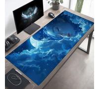 Alfombrilla Ratón, Alfombrilla Gaming Mujer XXL 90 x 40 cm, Extendida Base de Antideslizante Caucho Mouse Pad Azul, Protector con Bordes Cosidos, Mejora la precisión PjY8495 1-1