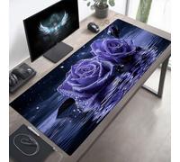 Alfombrilla Ratón, Alfombrilla Gaming Negro XXL 140 x 60 cm, Extendida Base de Antideslizante Caucho Mouse Pad Flor, Protector con Bordes Cosidos, Mejora la precisión PjY8139 H-P