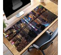 Alfombrilla Ratón, Alfombrilla Gaming Negro XXL 600x300x3mm, Extendida Base de Antideslizante Caucho Mouse Pad Ciudad, Protector Escritorio con Bordes Cosidos, Mejora la precisión PjY11475 B-1