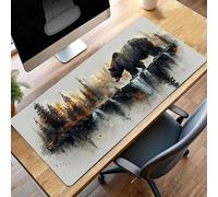 Alfombrilla Ratón, Alfombrilla Gaming Oso XXL 80 x 30 cm, Extendida Base de Antideslizante Caucho Mouse Pad Negro, Protector Escritorio con Bordes Cosidos, Mejora la precisión PjY9649 H-P