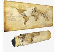 Alfombrilla Ratón Amarillo,Alfombrilla Ratón 800 x 400 x 3 MM,Mouse Pad Gaming Mapa del Mundo Tapete Escritorio,Mouse Pad con Impermeable y Antideslizante,Mousepad Bordes Cosidos para Oficina W-688