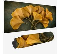 Alfombrilla Ratón Amarillo,Alfombrilla Ratón 900 x 500 x 3 MM,Mouse Pad Gaming Hojas Tapete Escritorio,Mouse Pad con Impermeable y Base Goma Antideslizante,Mousepad Bordes Cosidos para Oficina W-32