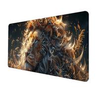 Alfombrilla Ratón Amarillo Alfombrilla Raton XXL 600 X 300 mm, Impermeable Mouse Pad LeóN Mousepad con 3MM Bordes Cosidos Base de Goma Antideslizante Accesorios Gaming para Jugadores -hjw2506A2