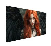 Alfombrilla Ratón Ángel caído Impermeable Alfombrilla Escritorio para Laptop Teclado y Raton Inalambrico 100x40x0.3cm, Mousepad Mujer Coser los Bordes Base de Goma Antideslizante, Regalo model-6648