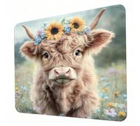 Alfombrilla Ratón animal, Alfombrilla Gaming con Base Antideslizante Mejora la Precisión y la Velocidad, Mousepad para Ratón Inalámbrico, PC, Oficina, Juegos 29 x 24 cm ganado las tierras altas J0-210