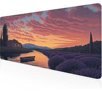 Alfombrilla RatóN Atardecer,Campo De Flores Alfombrilla Escritorio Alfombrilla XXL Gaming 600x400x3mm Suave Protector Escritorio,FriccióN Antideslizante Resistente Mejora PrecisióN Velocidad Y1-1002