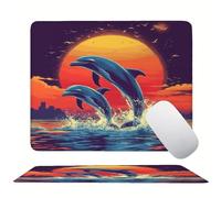 Alfombrilla Ratón Atardecer Delfín, Alfombrilla Gaming 40 x 30 cm, Base de Goma Antideslizante, con Bordes Cosidos, Mouse Pad Compacta Resistente Salpicaduras, para Hogar, Oficina, Portátil s0z-226