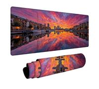 Alfombrilla Ratón Atardecer Impermeable Alfombrilla Escritorio 100x40x0.3cm con Bordes Cosidos y Base de Goma Antideslizante, Mouse Pad Venecia para Ordenador Portatil Mouse Teclado Regalo FSBD-6871
