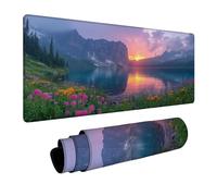 Alfombrilla Ratón Atardecer Impermeable Alfombrilla Escritorio 100x50x0.3 cm con Bordes Cosidos y Base de Goma Antideslizante, Mouse Pad Flor para Ordenador Portatil Mouse Teclado Regalo FSBD-4039