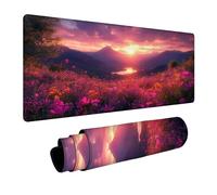 Alfombrilla Ratón Atardecer Impermeable Alfombrilla Escritorio 140 x 60 x 0.3cm con Bordes Cosidos y Base de Goma Antideslizante, Mouse Pad Flor para Ordenador Portatil Mouse Teclado Regalo FSBD-2585