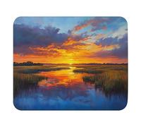 Alfombrilla Raton Atardecer Naranja Y Azul sobre El Pantano 25X30Cm Base De Goma Alfombrilla De Ratón Bordes Cosidos Mouse Mat para Oficina Pc