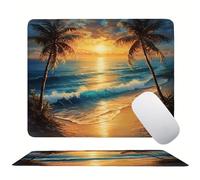 Alfombrilla Ratón Atardecer Playa, Mouse Pad Pequeña Estampada de Alta Definición, Superficie de Microfibra, Base Goma Antideslizante, 3 mm Ultra Delgado Gaming Alfombrilla Ratón 420x350x3mm s0z-127