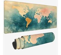 Alfombrilla Ratón Azul,Alfombrilla Ratón 1500x800x3mm,Mouse Pad Gaming Mapa del Mundo Tapete Escritorio,Mouse Pad con Impermeable y Base Goma Antideslizante,Mousepad Bordes Cosidos para Oficina W-929