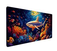 Alfombrilla Ratón Azul Alfombrilla Ratón XXL 1000x500mm, Mouse Pad TiburóN Mousepad con Base de Goma Antideslizante, Impermeable Tapete Escritorio Accesorios Gaming para Gamers, PC -bby25094G