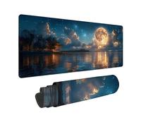 Alfombrilla Ratón Azul Alfombrilla Ratón XXL 1200x600mm, Mouse Pad Luna Mousepad con 3MM Bordes Cosidos, Impermeable Tapete Escritorio para Jugadores, PC, Oficina, Home, Regalo Mujer -zjn25092E