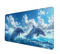 Alfombrilla Ratón Azul Alfombrilla Raton XXL 1500 X 800 mm, Impermeable Mouse Pad DelfíN Mousepad con 3MM Bordes Cosidos Base de Goma Antideslizante Accesorios Gaming para Jugadores, Regalo -hjw2506JA