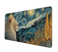Alfombrilla Ratón Azul Alfombrilla Raton XXL 600 X 300 mm, Impermeable Mouse Pad LeóN Mousepad con 3MM Bordes Cosidos Base de Goma Antideslizante Accesorios Gaming para Jugadores, Regalo -hjw25067B