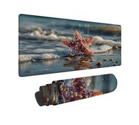 Alfombrilla Ratón Azul Alfombrilla Ratón XXL 600x300x3mm, Mouse Pad Estrella De Mar Mousepad con Base de Goma Antideslizante, Impermeable Tapete Escritorio Accesorios Gaming para Gamers, PC -hjw26019B