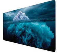 Alfombrilla Ratón Azul Alfombrilla Ratón XXL 800x400 mm Glaciar Mouse Pad Gaming, Tapete Escritorio con Resistente al Agua, Antideslizante, Base de Goma y Bordes Cosidos, Oficina Accesorios 6-1916q