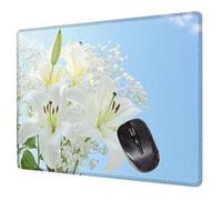 Alfombrilla Ratón Azul Mouse Pad Lirio Alfombrilla Escritorio, 24x20x0.3cm Tapete Rato, con Base de Goma Antideslizante, Mejora la precisión y la Velocidad Pequeña Mousepad Portátil para Gaming H0-363