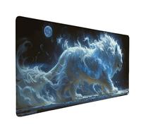 Alfombrilla Ratón Azul Mousepad XXL 1200 x 600 mm, Impermeable Mouse Pad LeóN Alfombrilla Escritorio con Bordes Cosidos Base de Goma Antideslizante Accesorios Escritorio para Jugadores -ly2505IX
