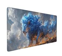 Alfombrilla Ratón Azul Mousepad XXL 900 x 300 mm, Impermeable Mouse Pad LeóN Alfombrilla Escritorio con Bordes Cosidos Base de Goma Antideslizante Accesorios Escritorio para Jugadores -ly2505X9