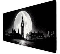Alfombrilla Ratón Big Ben Alfombrilla Ratón XXL 800x400 mm Luna Mouse Pad Gaming, Tapete Escritorio con Resistente al Agua, Antideslizante, Base de Goma y Bordes Cosidos, Oficina Accesorios 6-4562f