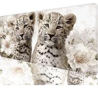 Alfombrilla Ratón Blanco Alfombrilla Escritorio 700x300x3mm Tapete Gaming xxl Leopardo Tapete Escritorio Superficie Impermeable, Costura Doble Acabado Suave y Duradero Decoraciones Navideñas N1-495