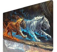 Alfombrilla Ratón Blanco Alfombrilla Escritorio Tigre Tapete Escritorio 700 x 400 x 3mm, Mouse Pad con Base de Goma Antideslizante, Lavable, Bordes Cosidos, Mousepad para Gaming, PC, Oficina K0-9
